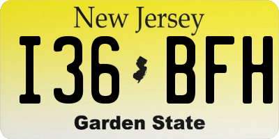 NJ license plate I36BFH