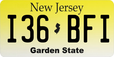 NJ license plate I36BFI