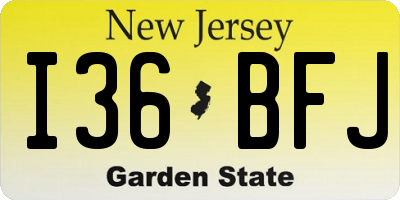 NJ license plate I36BFJ