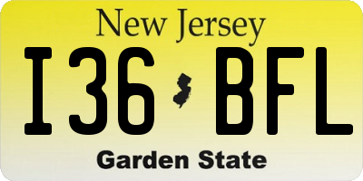 NJ license plate I36BFL