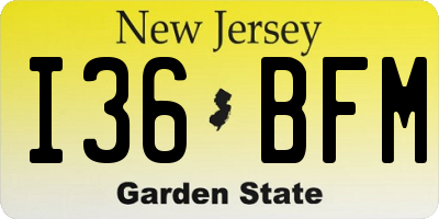 NJ license plate I36BFM