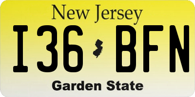 NJ license plate I36BFN