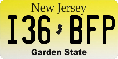 NJ license plate I36BFP