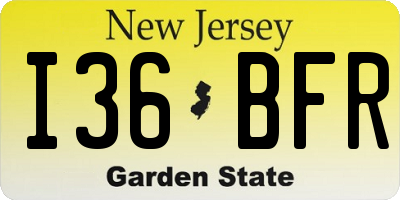 NJ license plate I36BFR