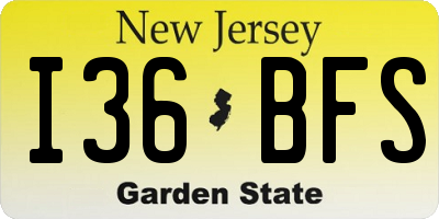 NJ license plate I36BFS