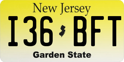 NJ license plate I36BFT