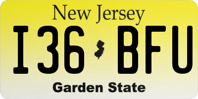 NJ license plate I36BFU