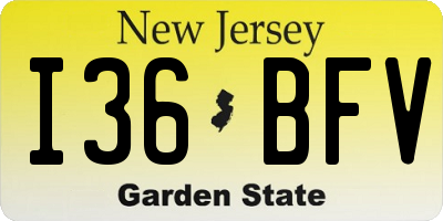 NJ license plate I36BFV