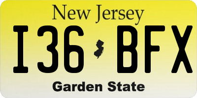 NJ license plate I36BFX