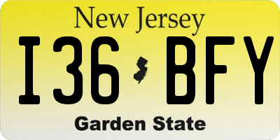 NJ license plate I36BFY