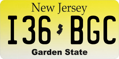 NJ license plate I36BGC