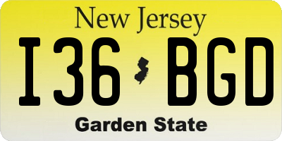 NJ license plate I36BGD