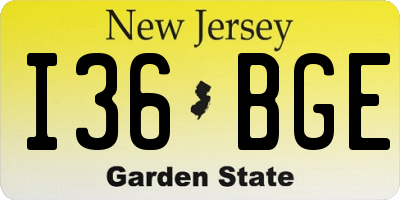 NJ license plate I36BGE