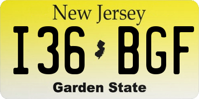 NJ license plate I36BGF