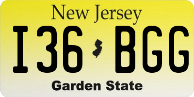 NJ license plate I36BGG