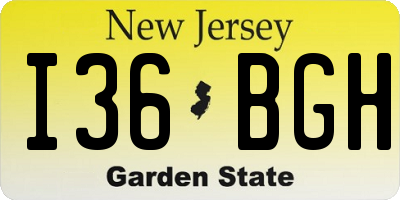 NJ license plate I36BGH
