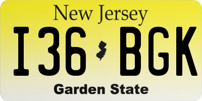 NJ license plate I36BGK