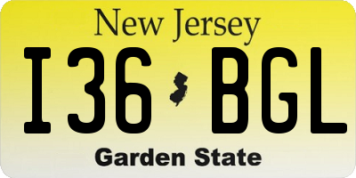 NJ license plate I36BGL