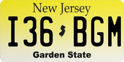 NJ license plate I36BGM