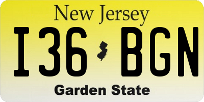 NJ license plate I36BGN
