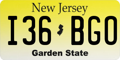 NJ license plate I36BGO