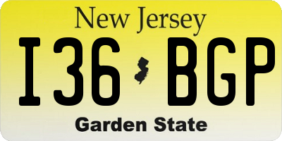 NJ license plate I36BGP