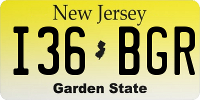 NJ license plate I36BGR