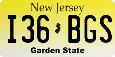 NJ license plate I36BGS