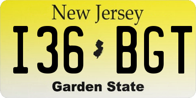 NJ license plate I36BGT