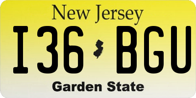 NJ license plate I36BGU