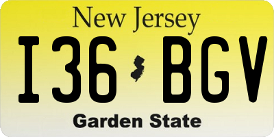 NJ license plate I36BGV