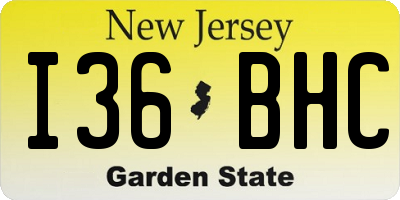 NJ license plate I36BHC