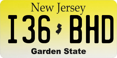 NJ license plate I36BHD