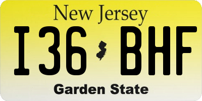 NJ license plate I36BHF