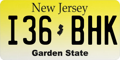 NJ license plate I36BHK