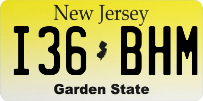 NJ license plate I36BHM