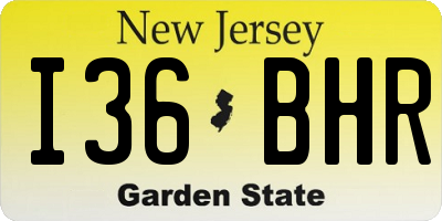 NJ license plate I36BHR