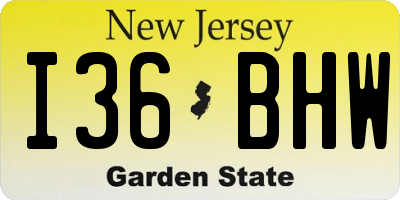 NJ license plate I36BHW