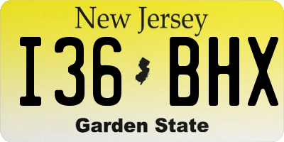 NJ license plate I36BHX