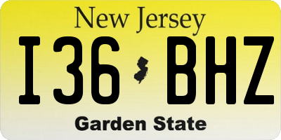 NJ license plate I36BHZ