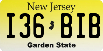 NJ license plate I36BIB