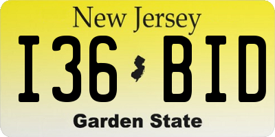 NJ license plate I36BID