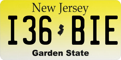 NJ license plate I36BIE