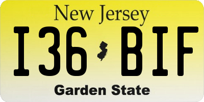 NJ license plate I36BIF