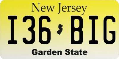 NJ license plate I36BIG