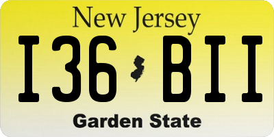 NJ license plate I36BII