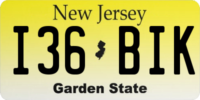 NJ license plate I36BIK