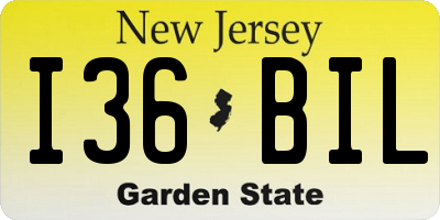 NJ license plate I36BIL