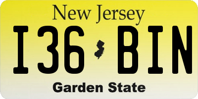 NJ license plate I36BIN