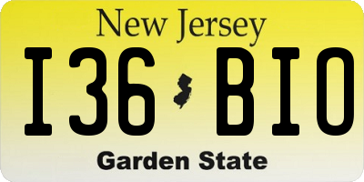 NJ license plate I36BIO